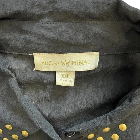 Nicki Minaj Black Chiffon Studded Collar Blouse XXL - Picture 3 of 5